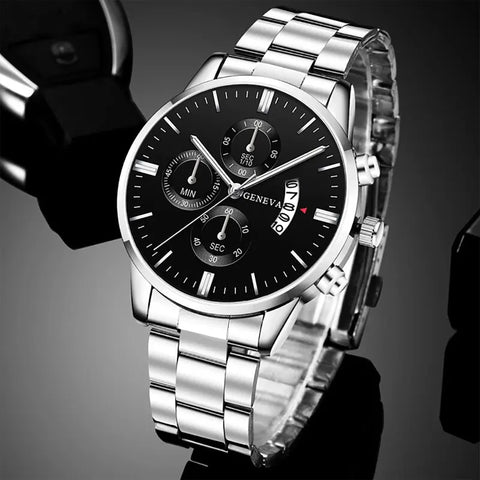 Silver Stainless Steel Quartz Wrist Watch