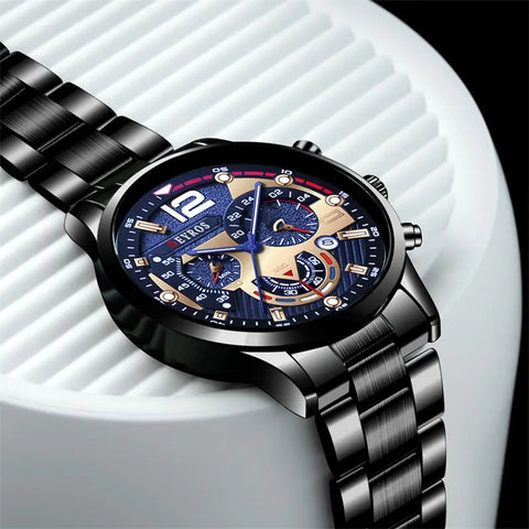 Stainless Steel Luxury Quartz Wristwatch